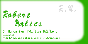robert malics business card